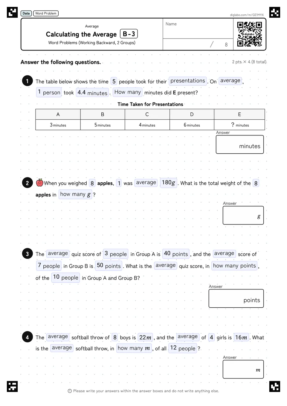 Calculating the Average B-3
