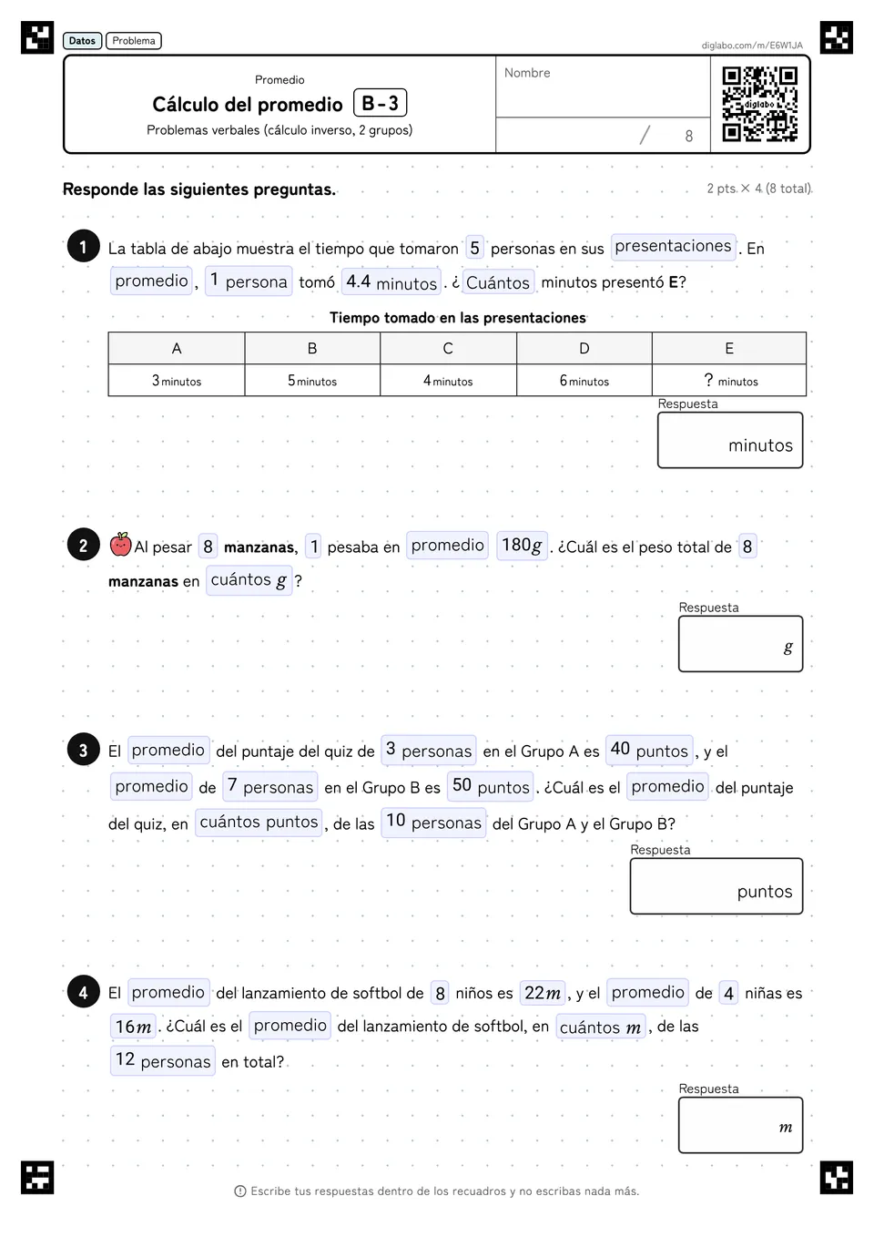 Cálculo del promedio B-3
