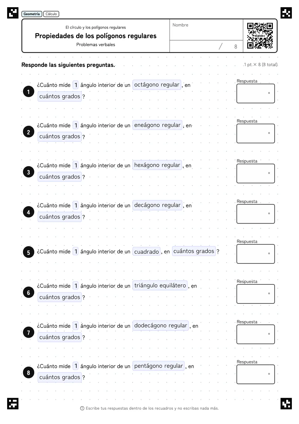 Propiedades de los polígonos regulares