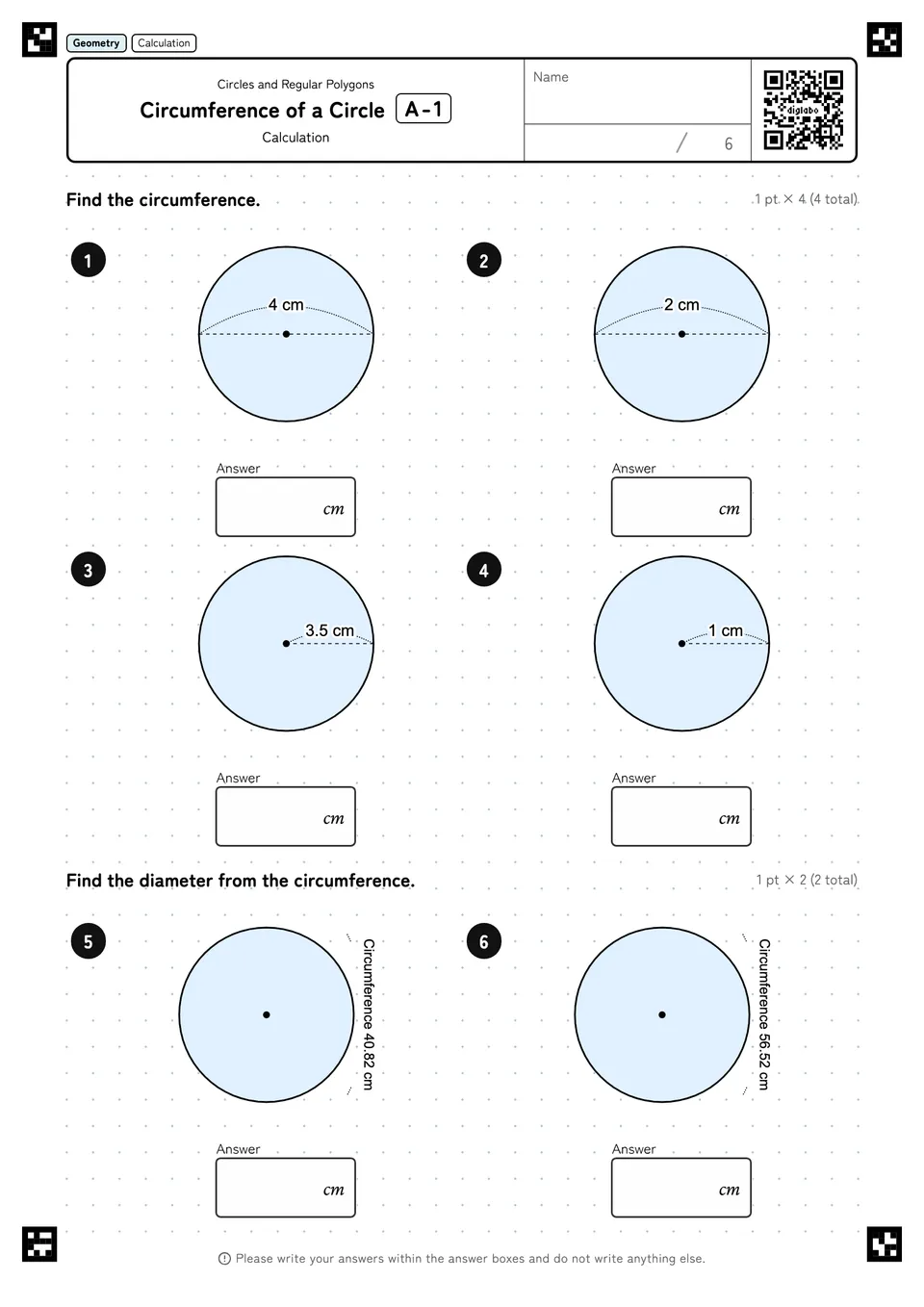 Circumference of a Circle A-1