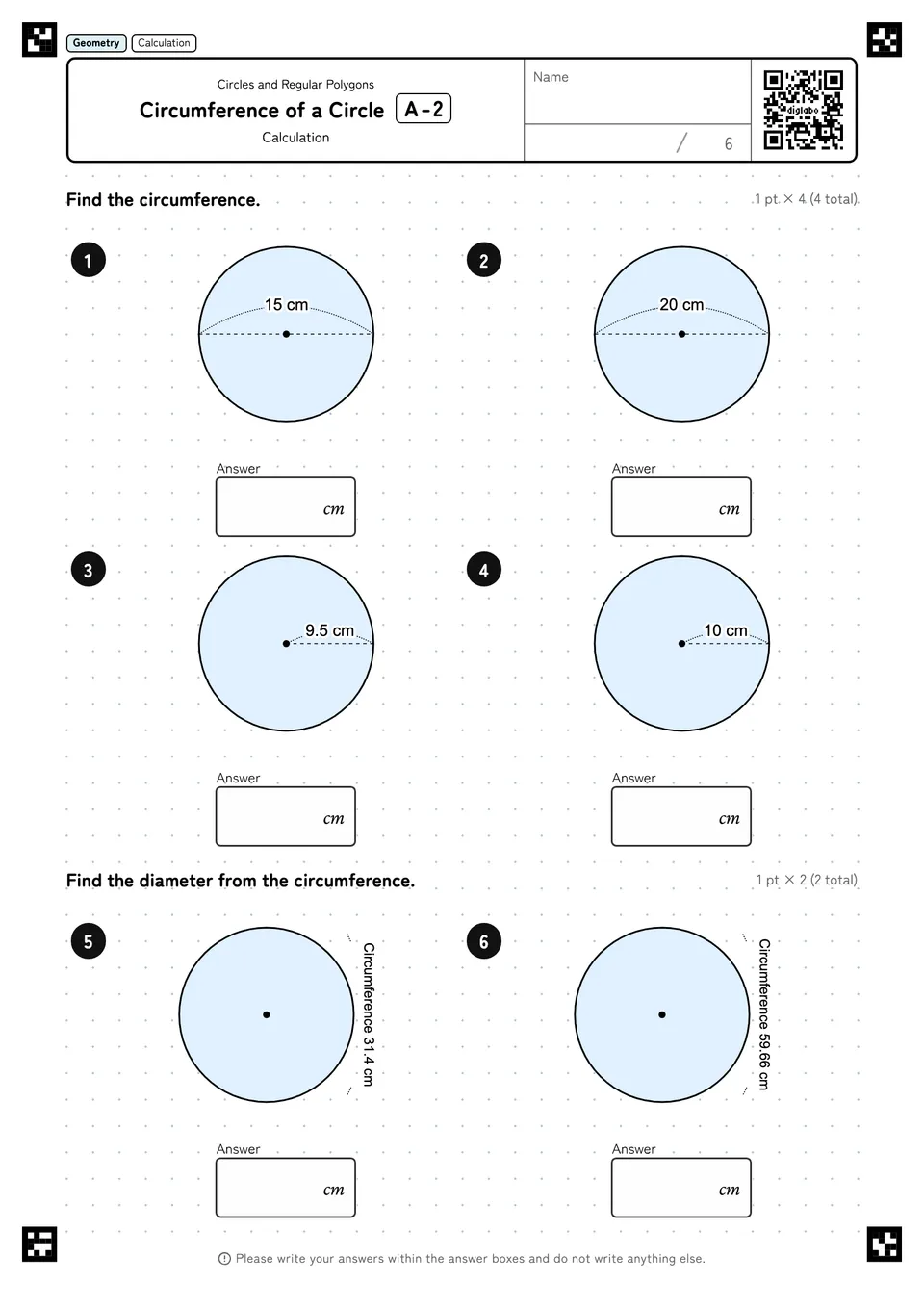 Circumference of a Circle A-2