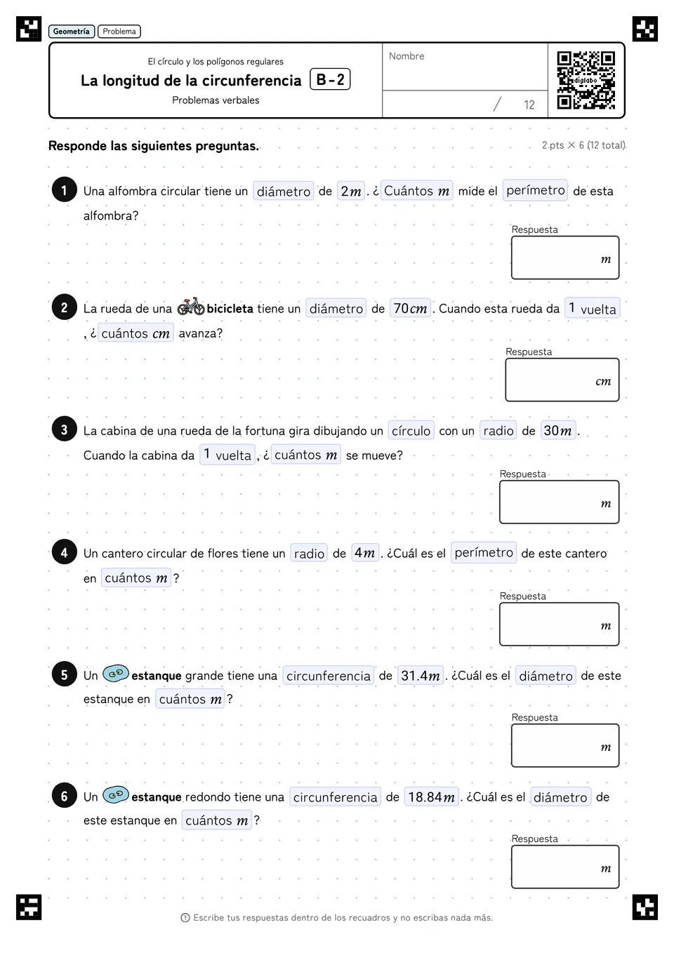 La longitud de la circunferencia B-2