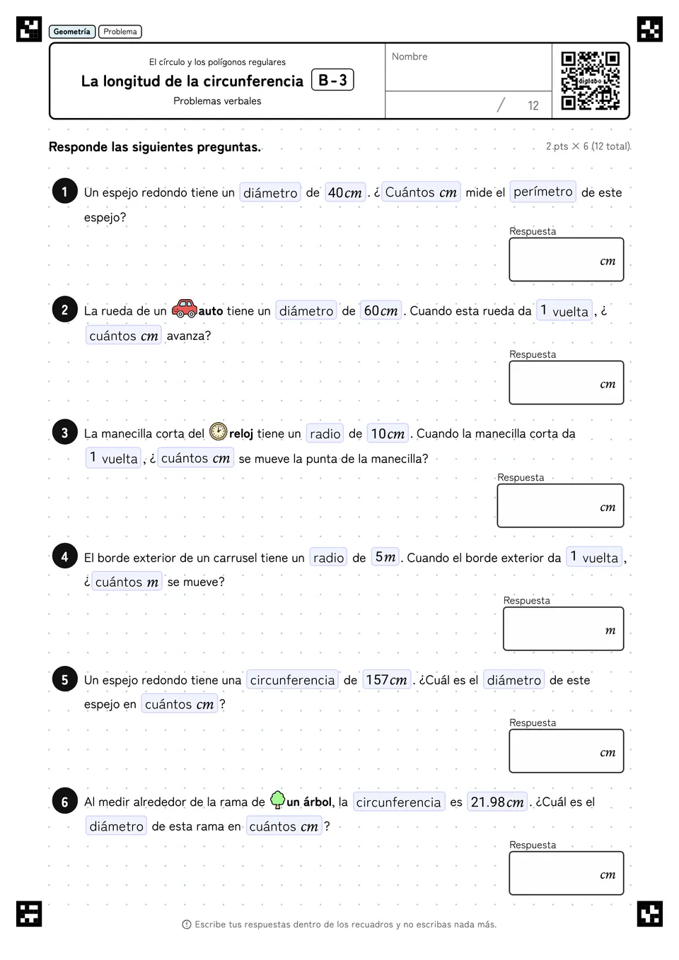 La longitud de la circunferencia B-3