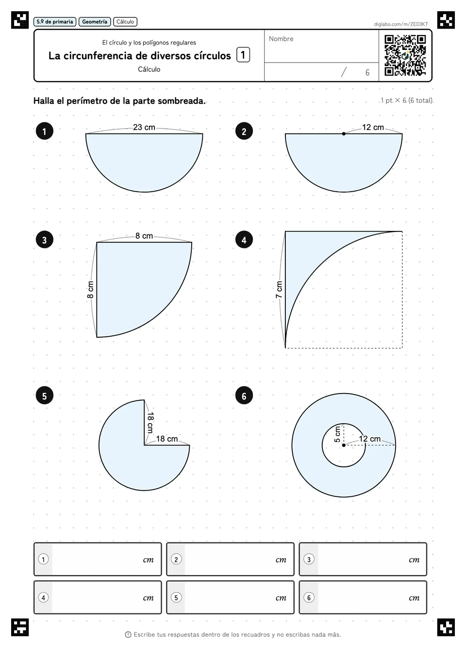 5.º de primaria El círculo y los polígonos regulares La circunferencia de diversos círculos