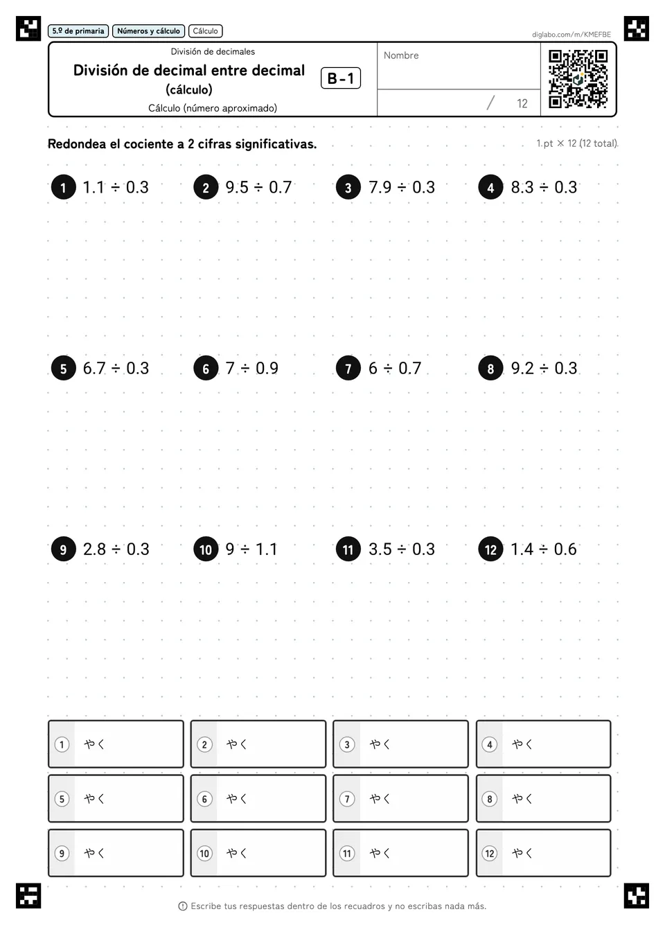 5.º de primaria División de decimales División de decimal entre decimal (cálculo)