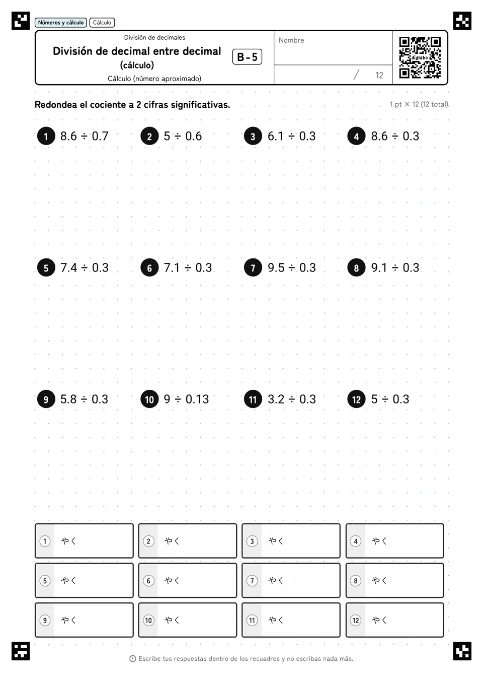 División de decimal entre decimal (cálculo) B-5