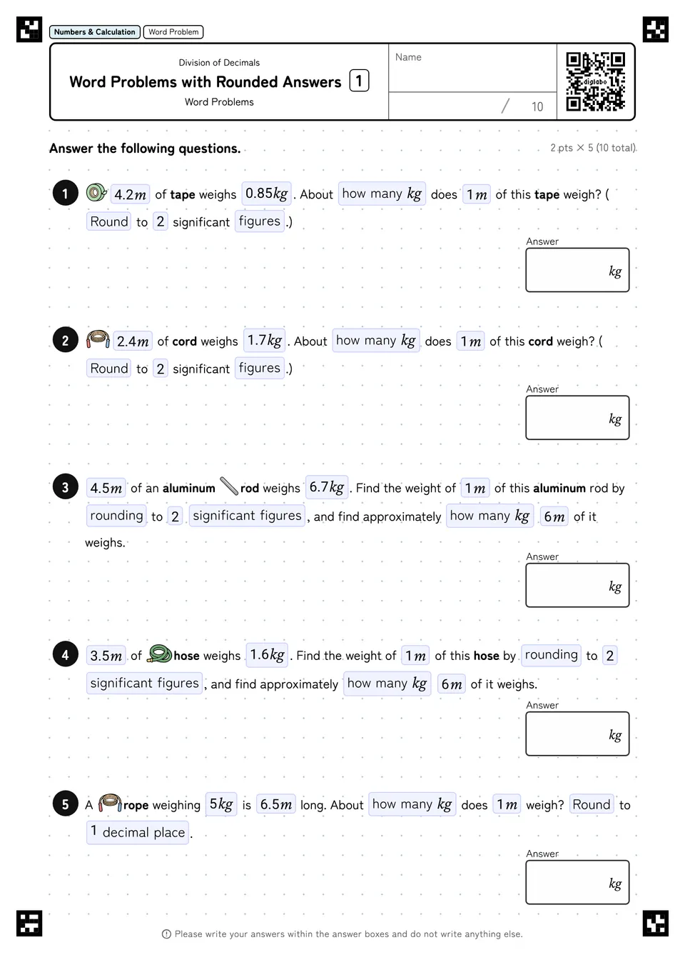 Word Problems with Rounded Answers 1
