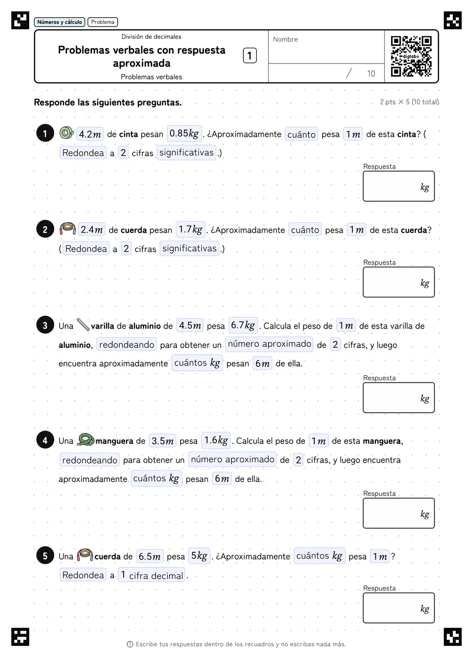 Problemas verbales con respuesta aproximada 1