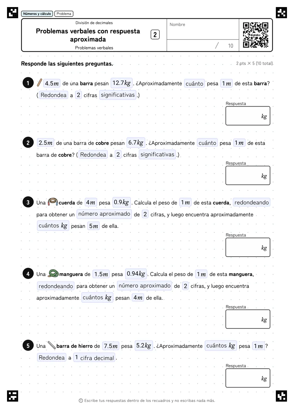 Problemas verbales con respuesta aproximada 2