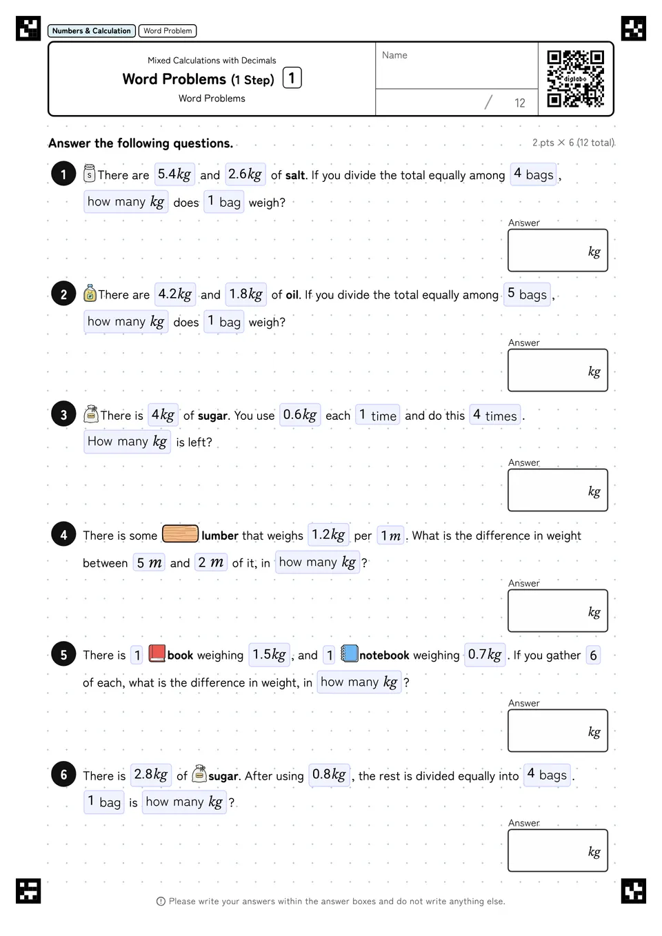 Word Problems (1 Step) 1