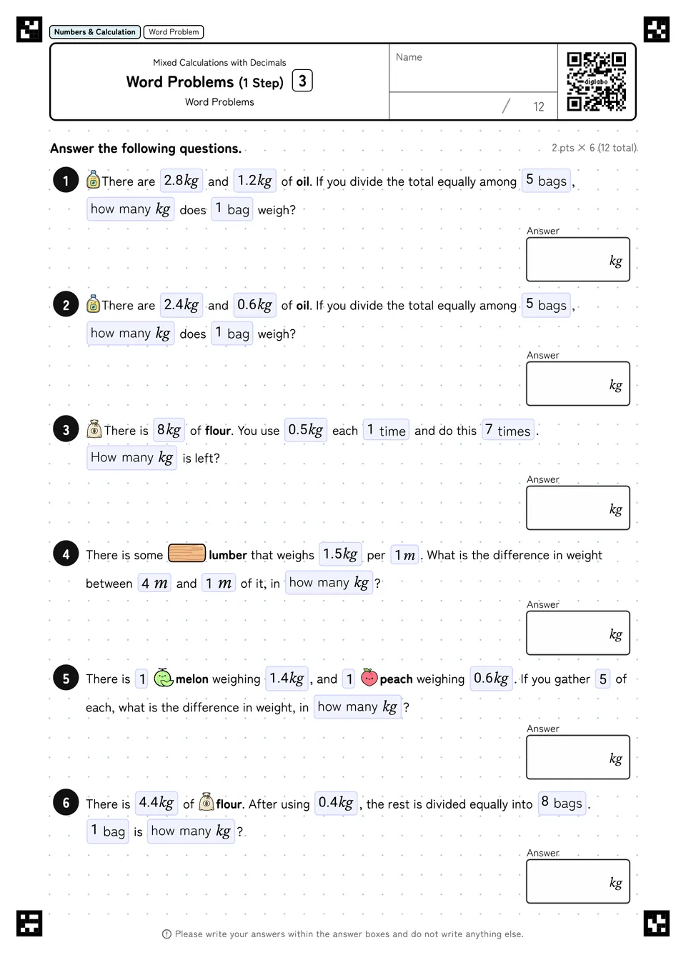 Word Problems (1 Step) 3