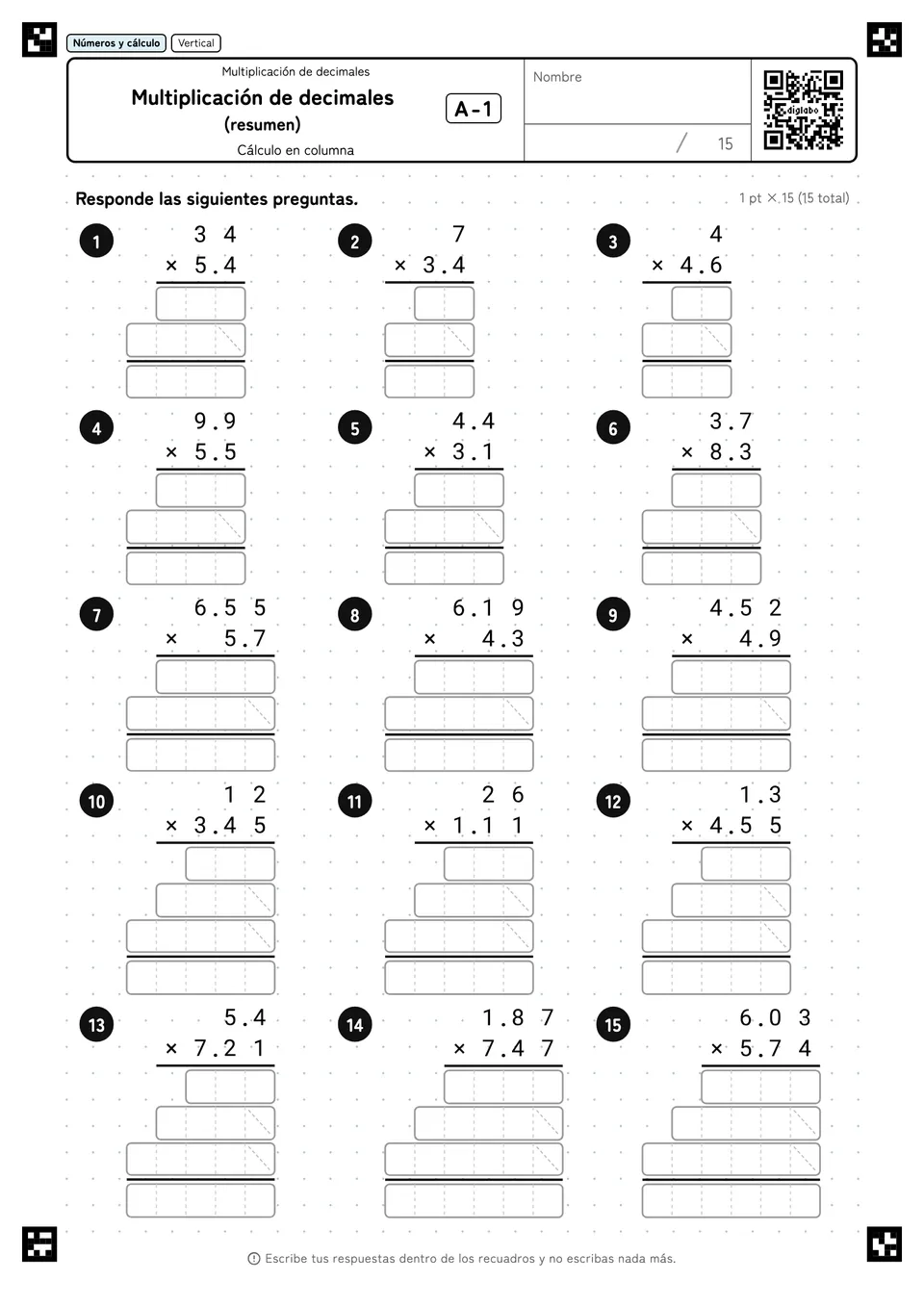 Multiplicación de decimales (resumen) A-1