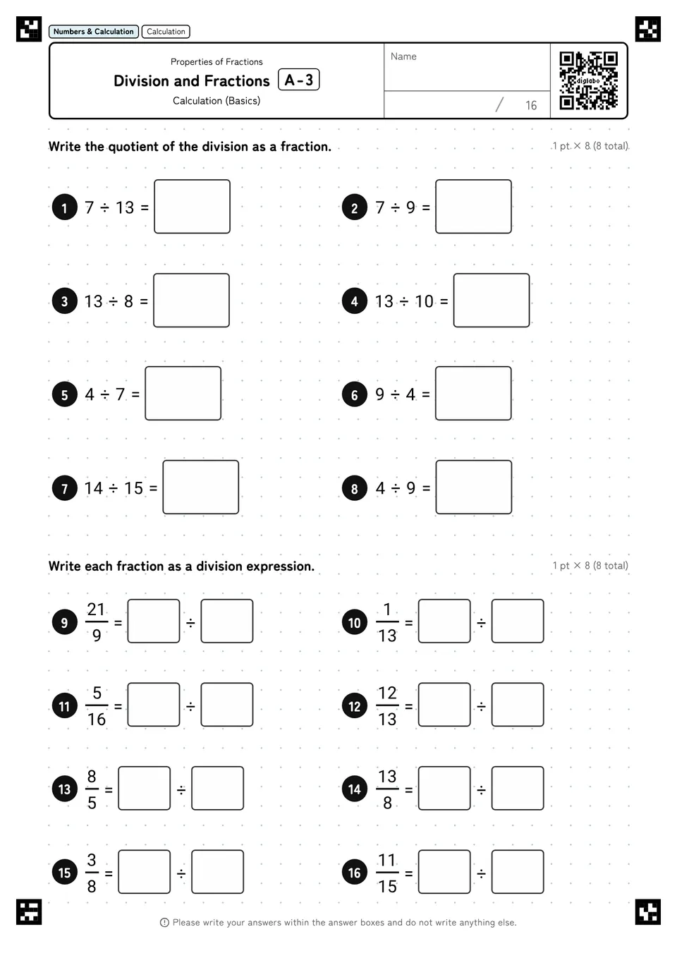 Division and Fractions A-3