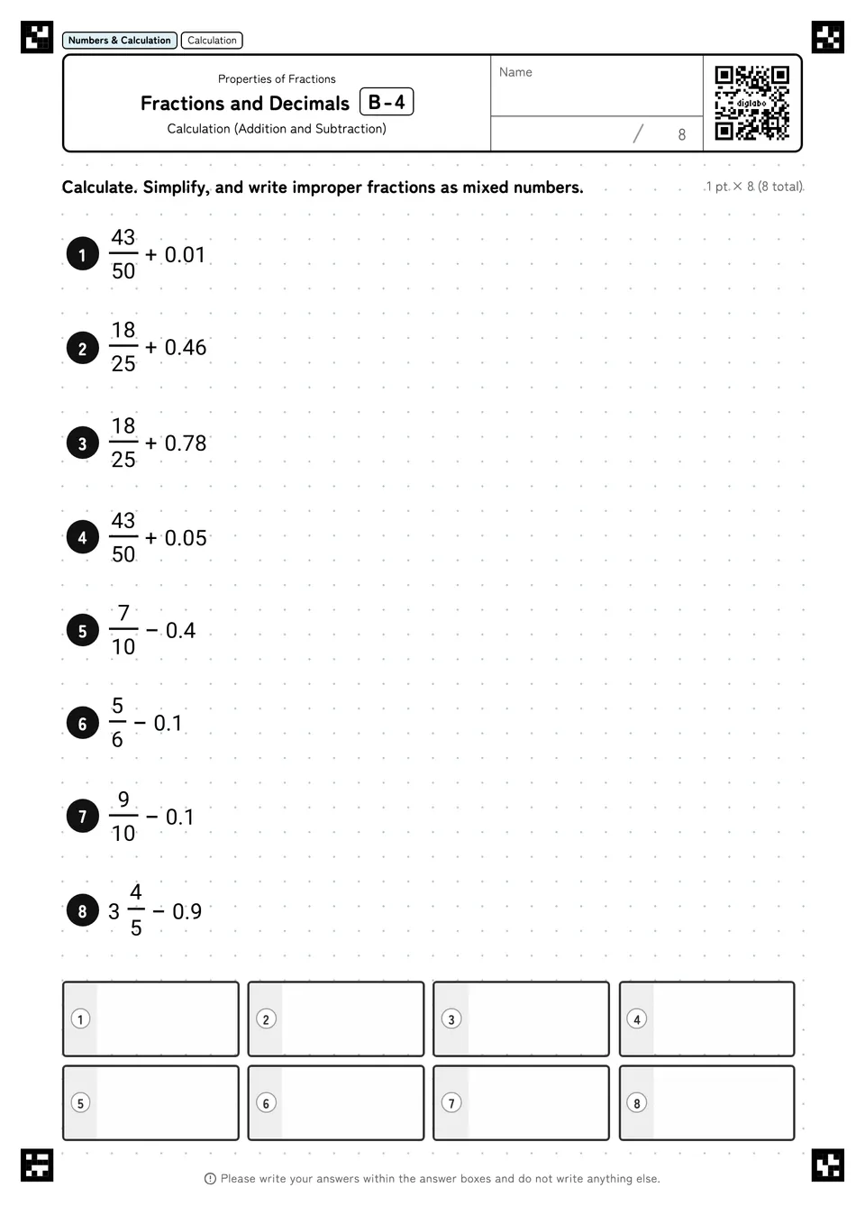 Fractions and Decimals B-4