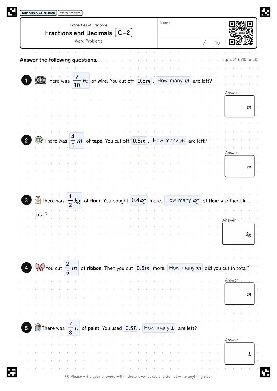 Fractions and Decimals C-2