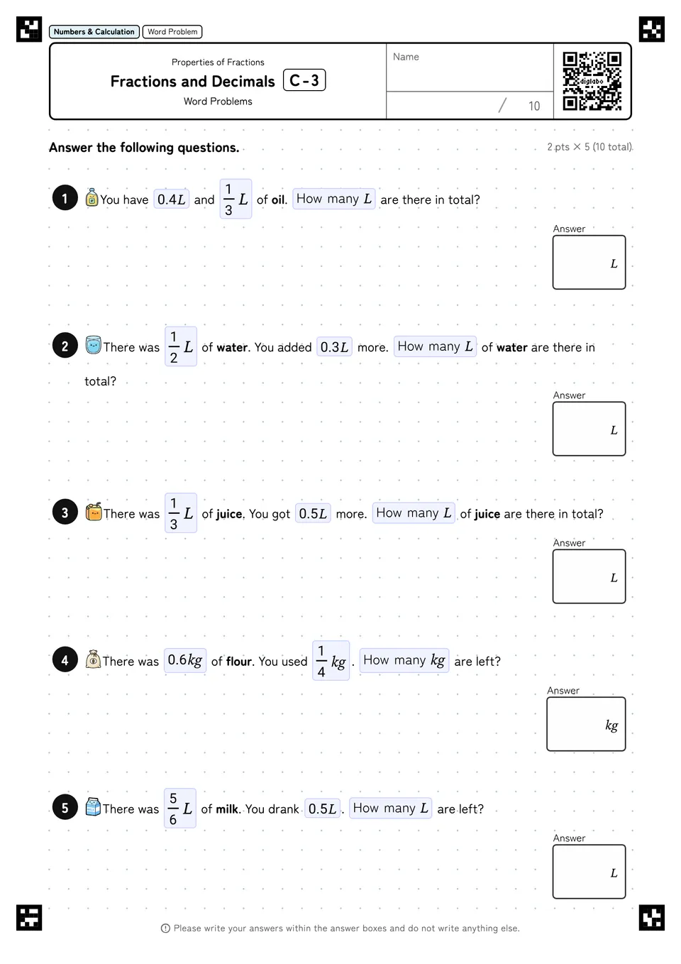 Fractions and Decimals C-3