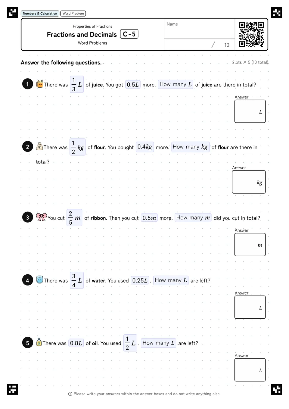 Fractions and Decimals C-5