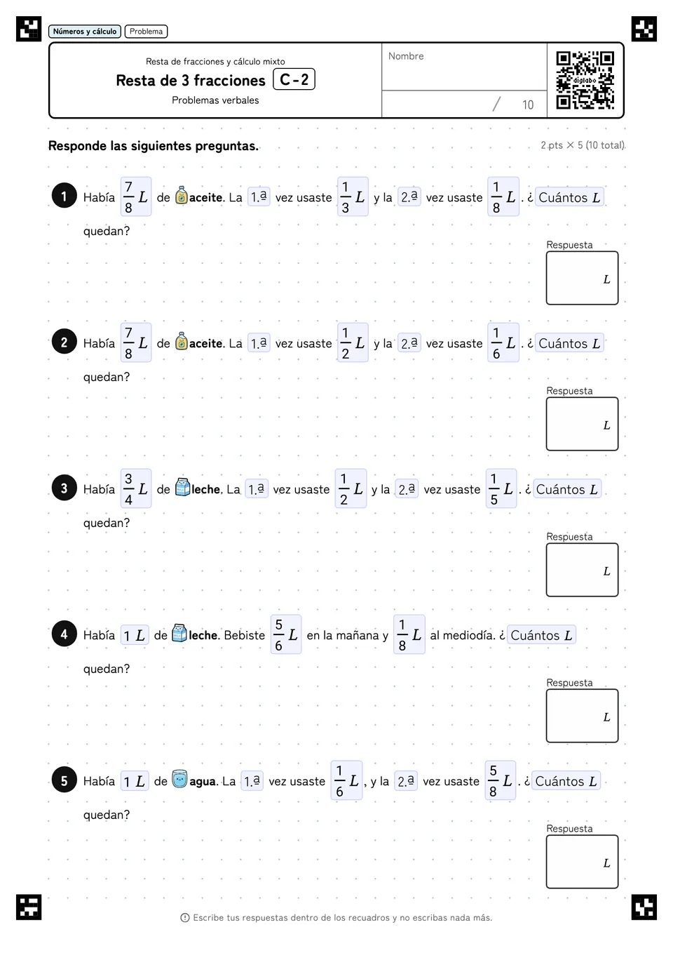 Resta de 3 fracciones C-2