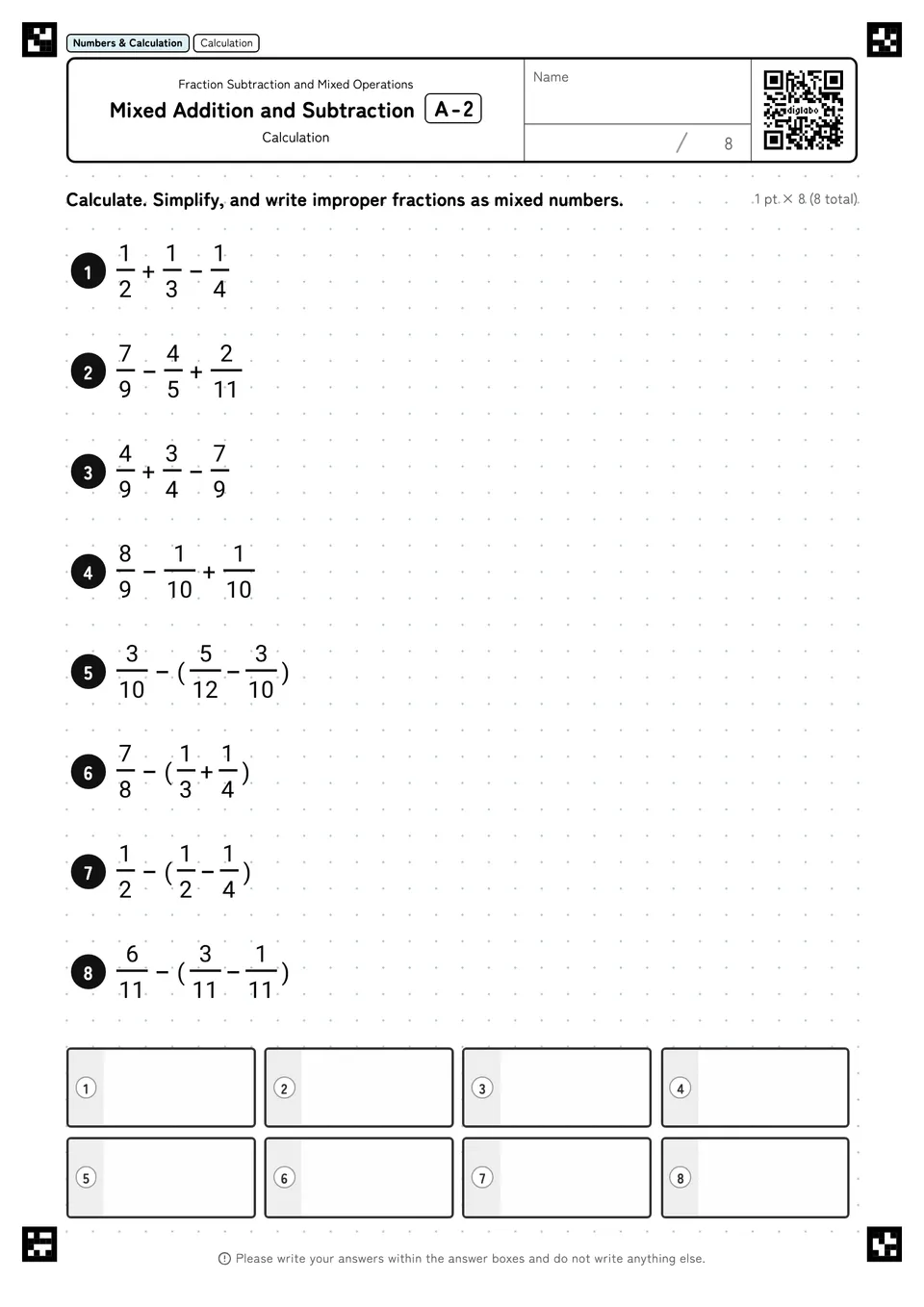 Mixed Addition and Subtraction A-2