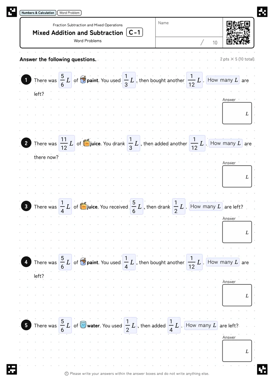 Mixed Addition and Subtraction C-1