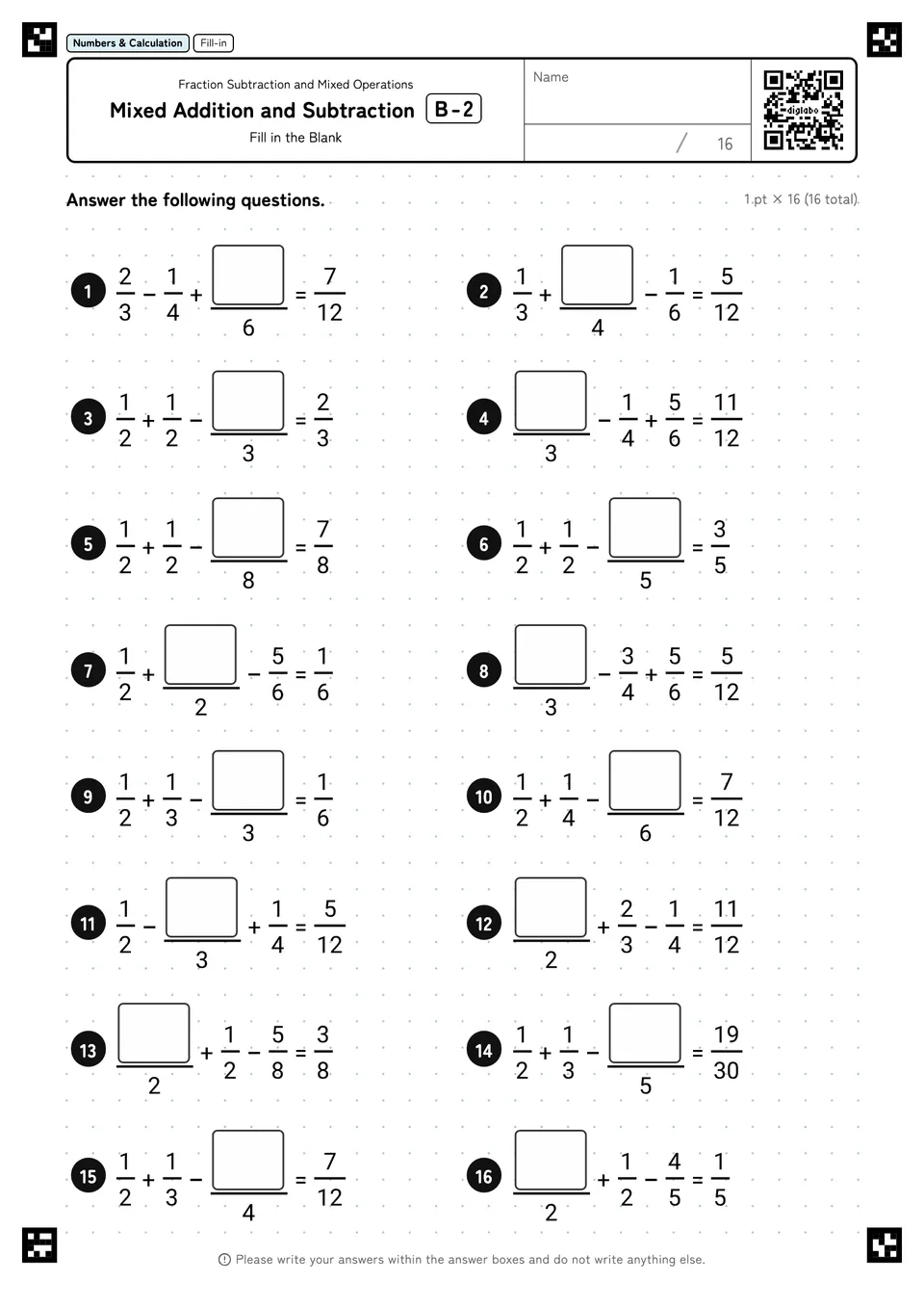 Mixed Addition and Subtraction B-2
