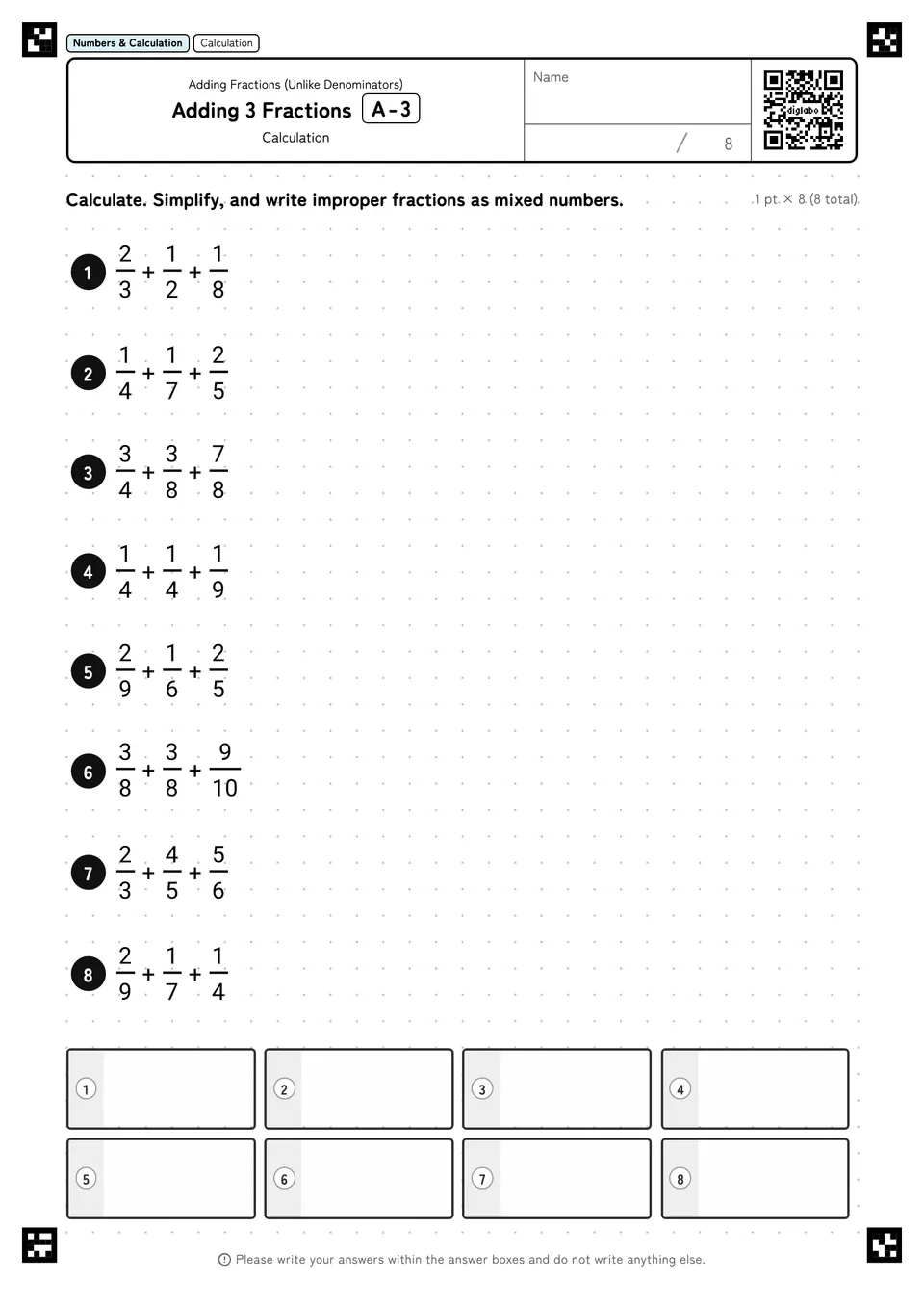 Adding 3 Fractions A-3