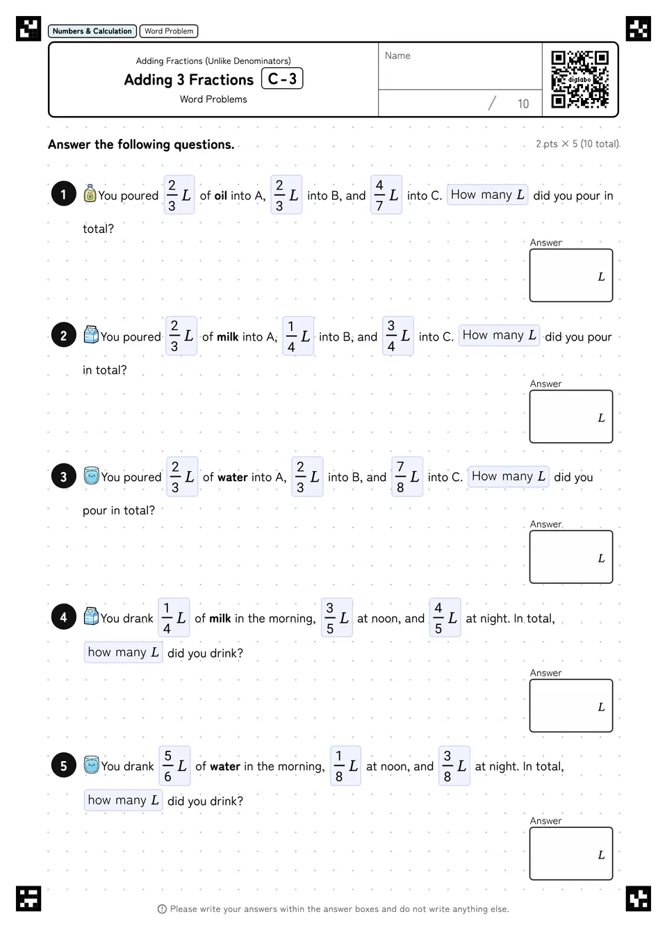 Adding 3 Fractions C-3