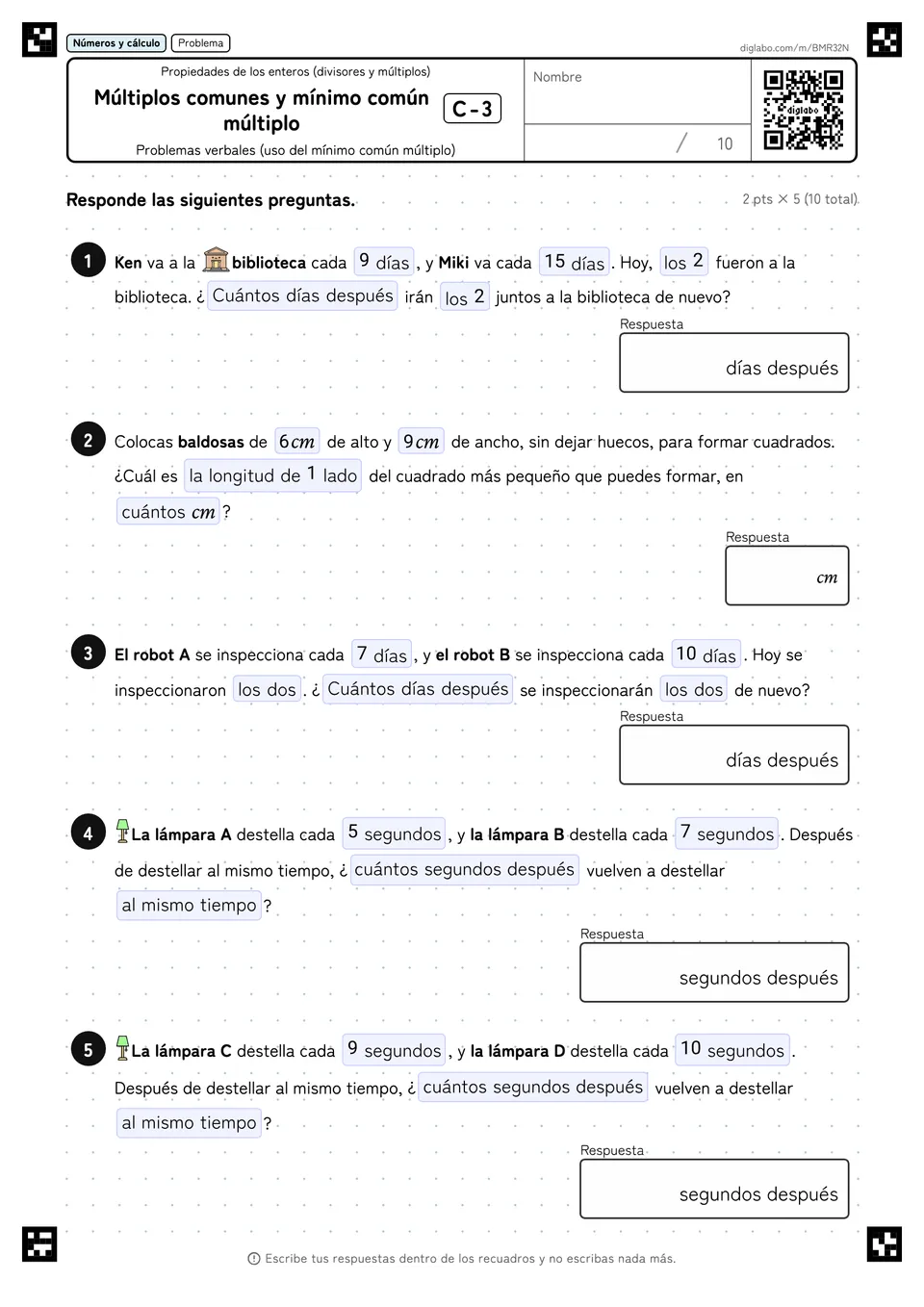 Múltiplos comunes y mínimo común múltiplo C-3