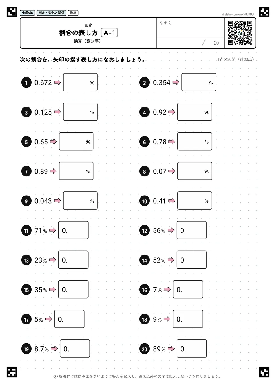 小学5年 割合 割合の表し方