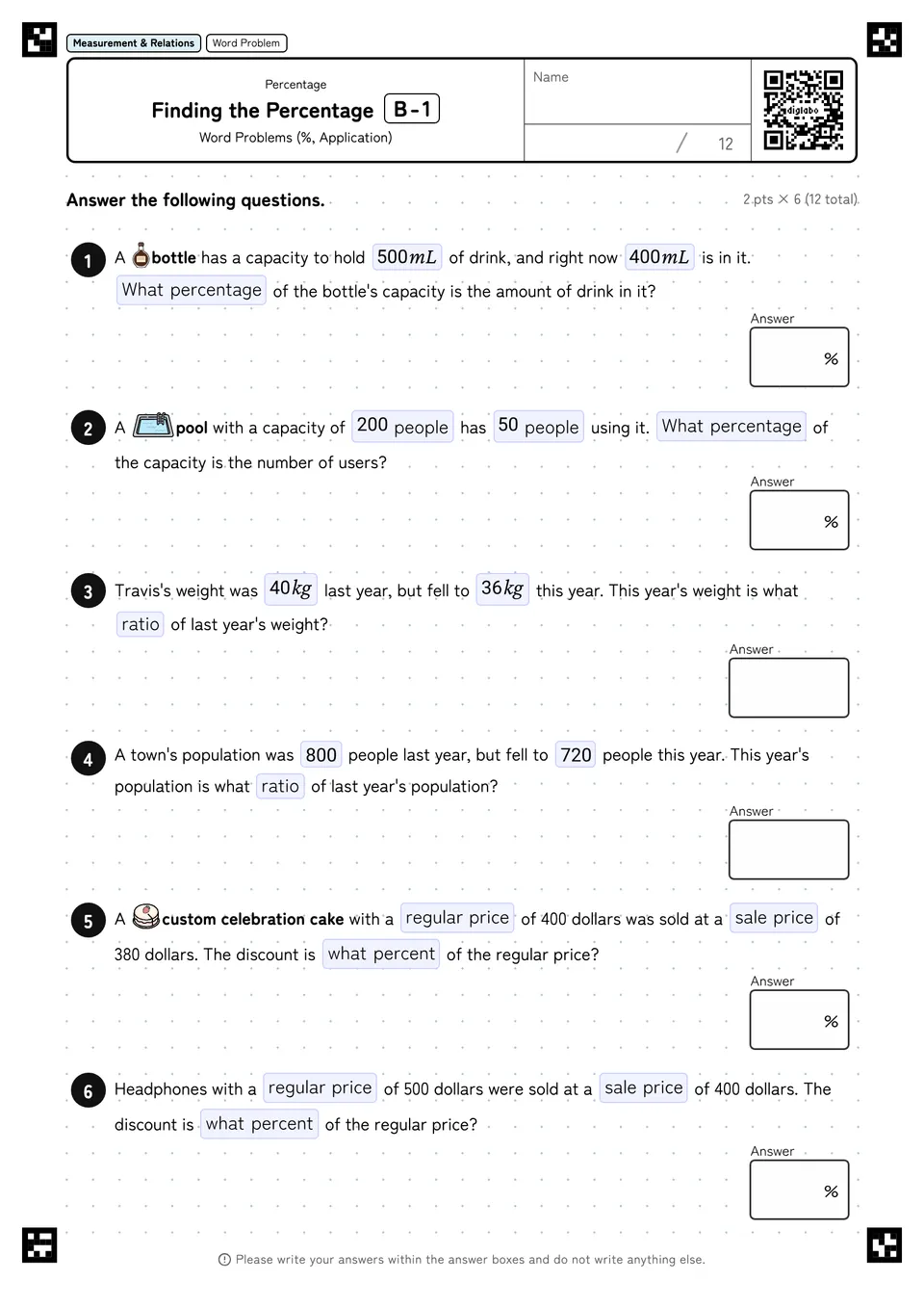 Finding the Percentage B-1