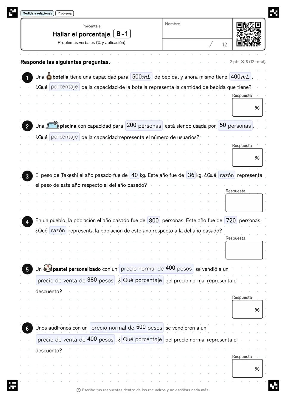 Hallar el porcentaje B-1