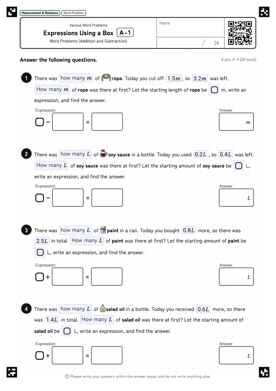 Expressions Using a Box A-1