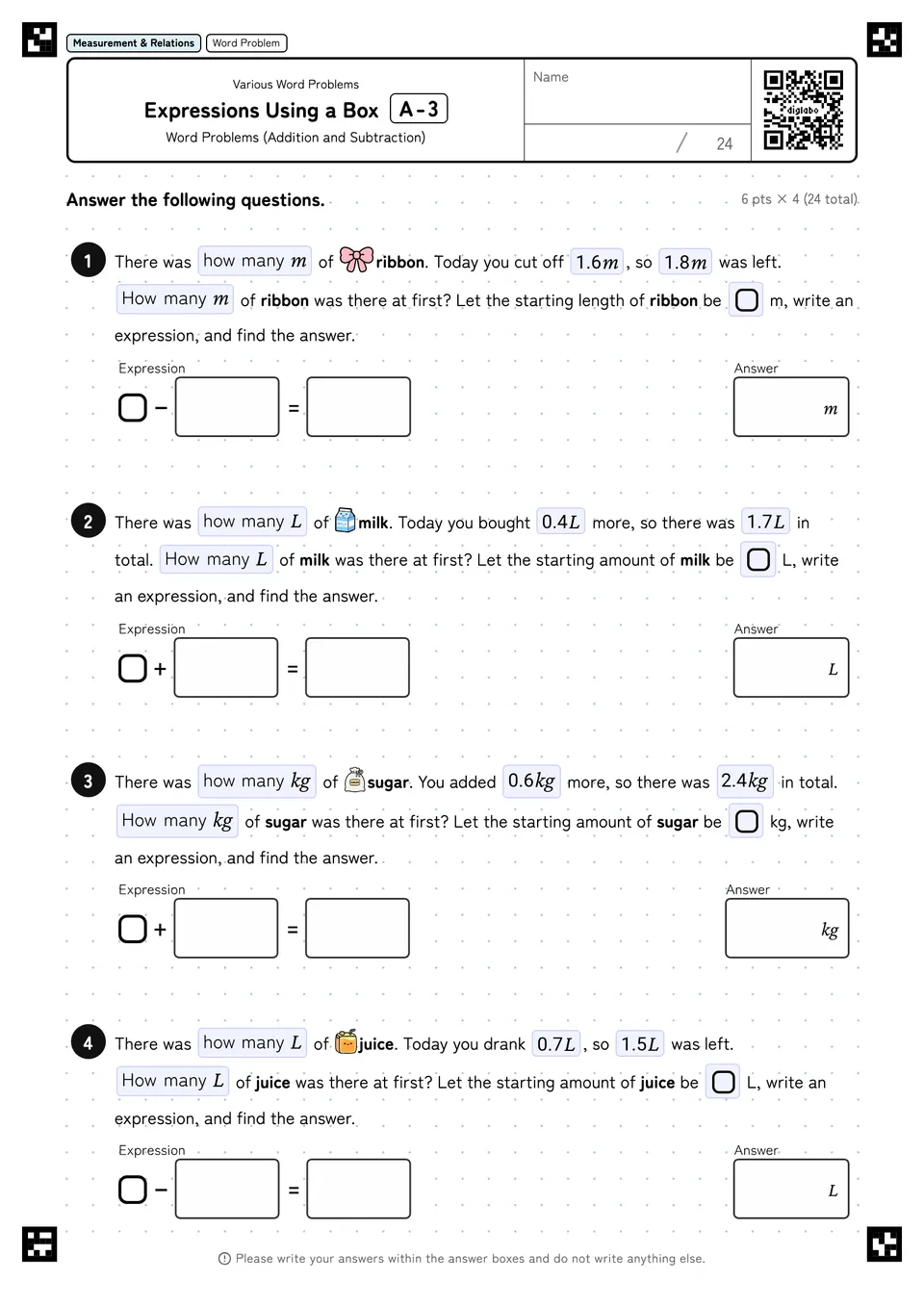 Expressions Using a Box A-3