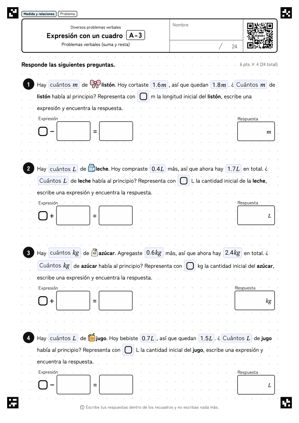 Expresión con un cuadro A-3