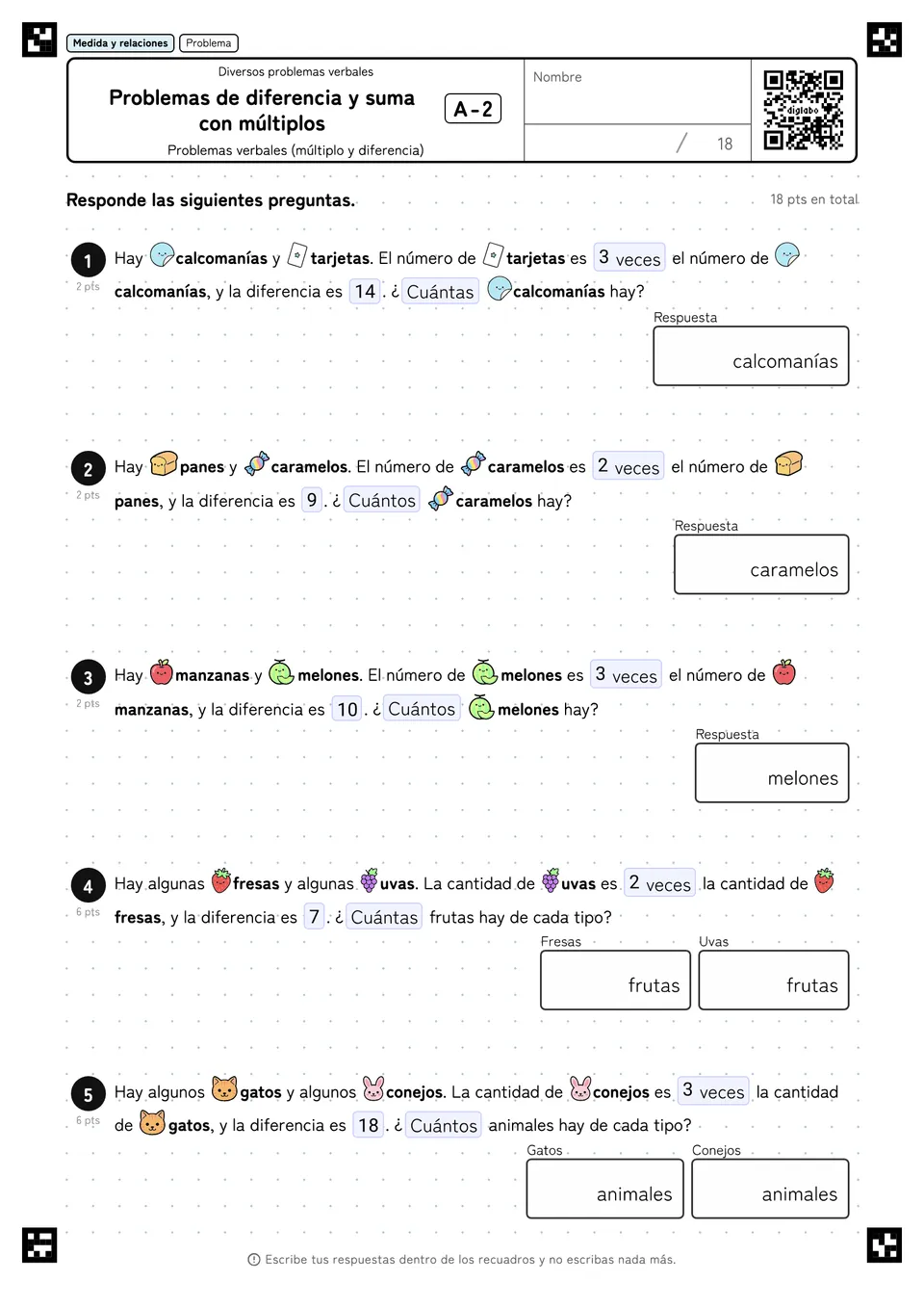Problemas de diferencia y suma con múltiplos A-2
