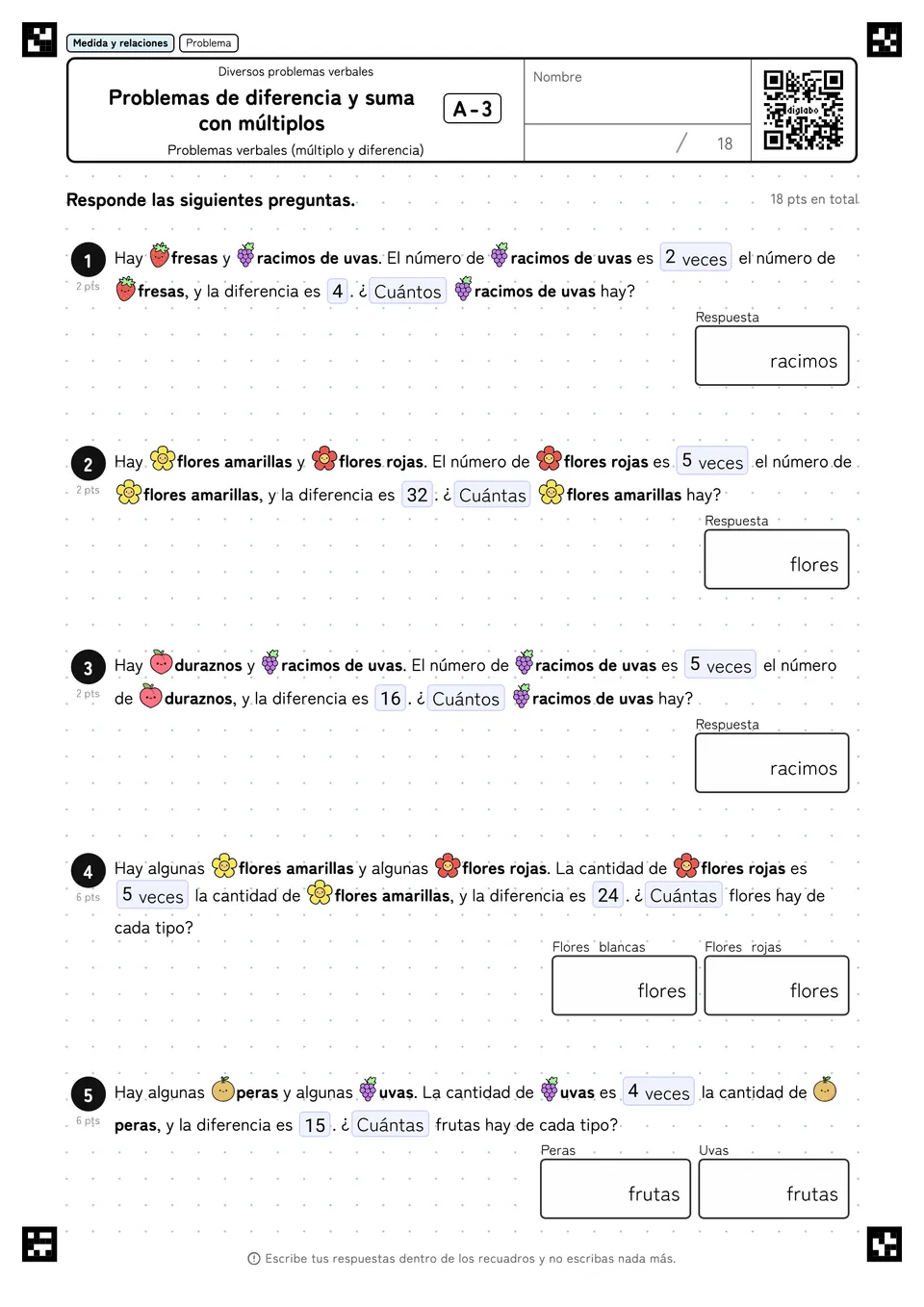 Problemas de diferencia y suma con múltiplos A-3
