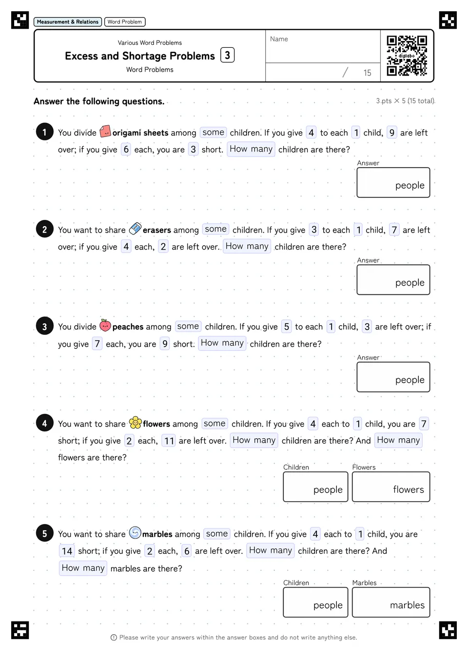 Excess and Shortage Problems 3