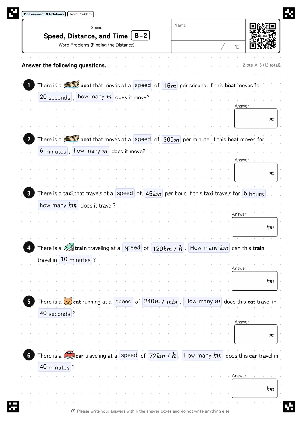 Speed, Distance, and Time B-2