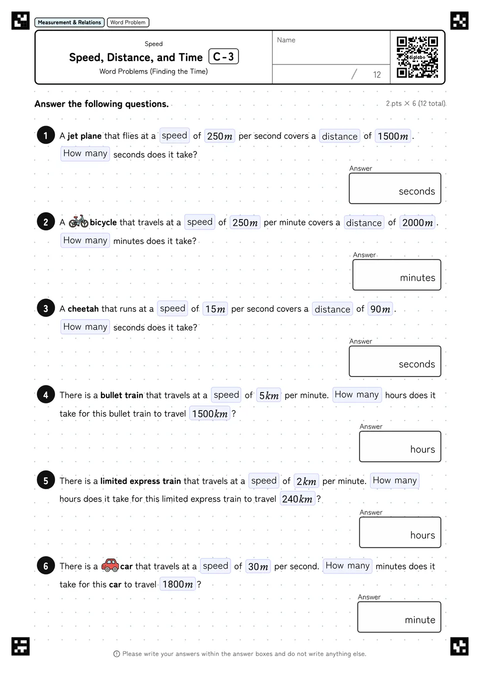 Speed, Distance, and Time C-3