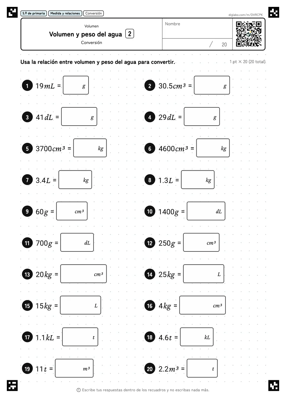 5.º de primaria Volumen Volumen y peso del agua