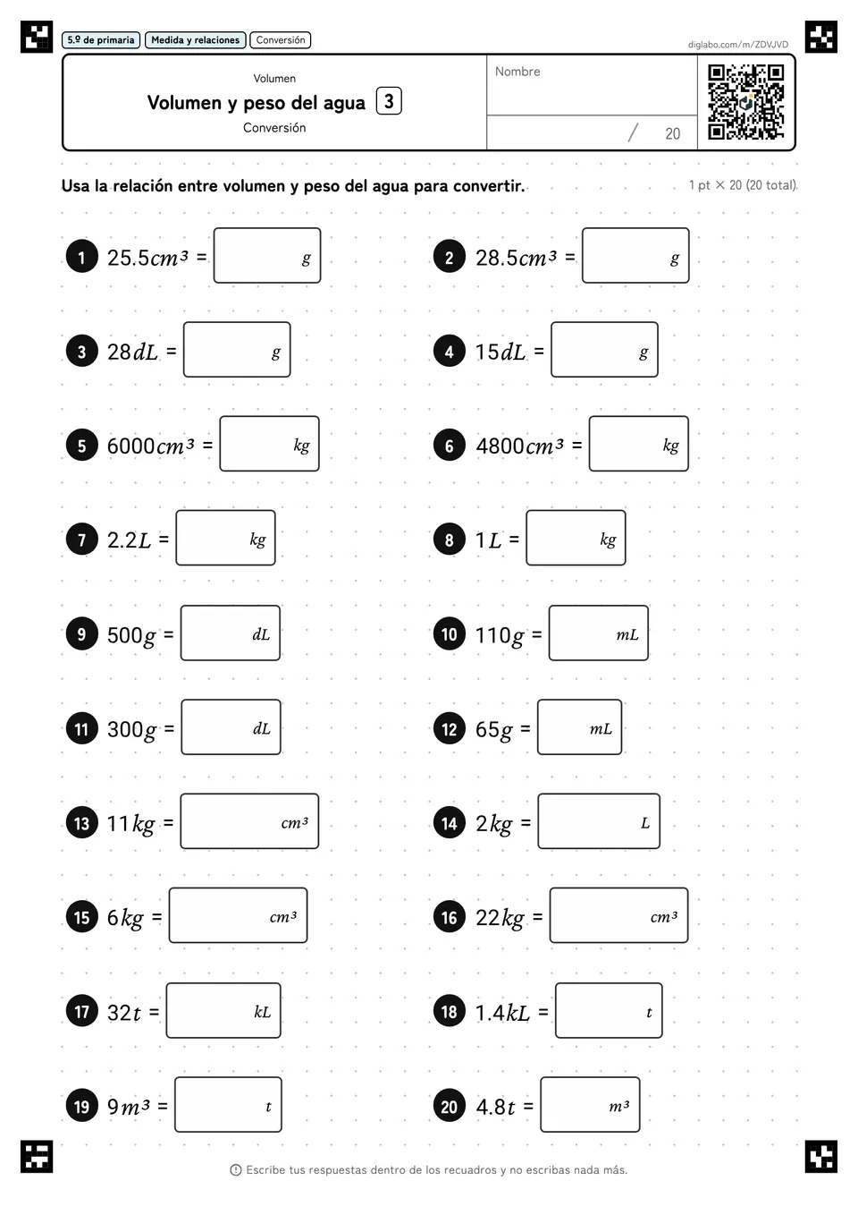 5.º de primaria Volumen Volumen y peso del agua