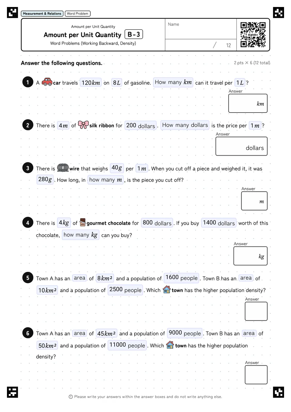 Amount per Unit Quantity B-3