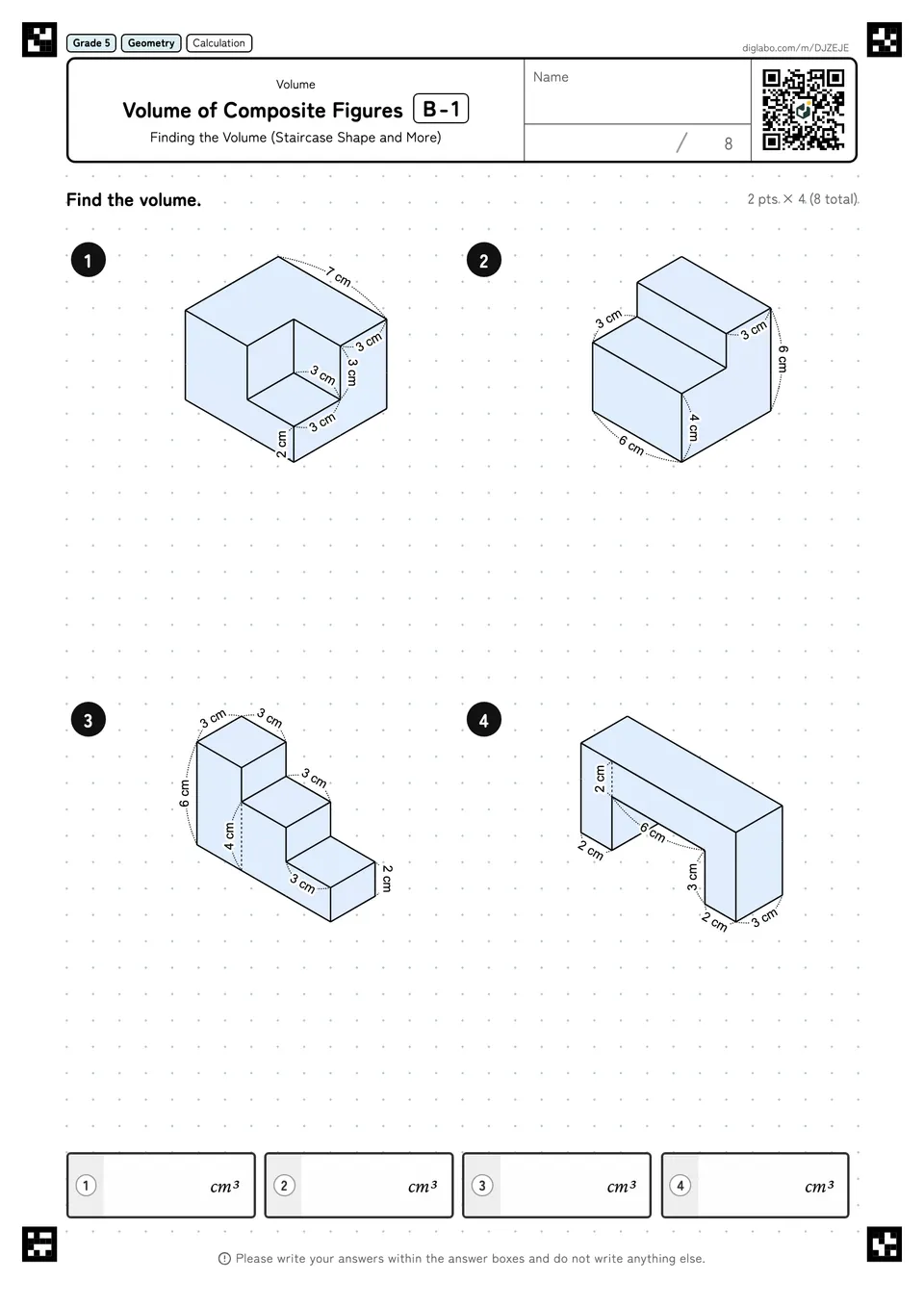 Grade 5 (Elementary School) Volume Volume of Composite Figures