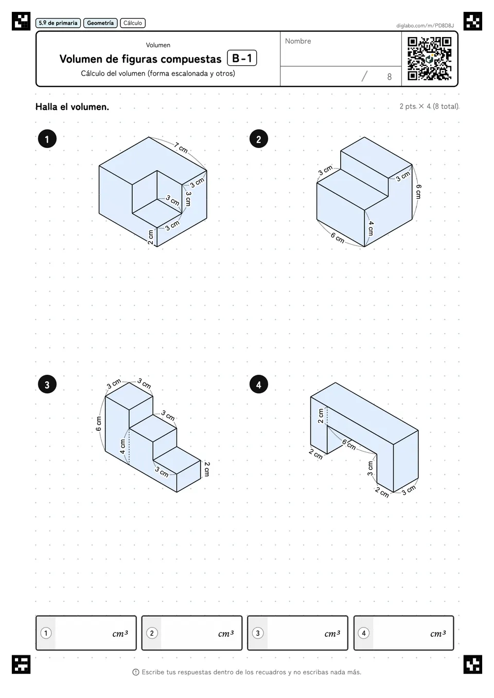 5.º de primaria Volumen Volumen de figuras compuestas