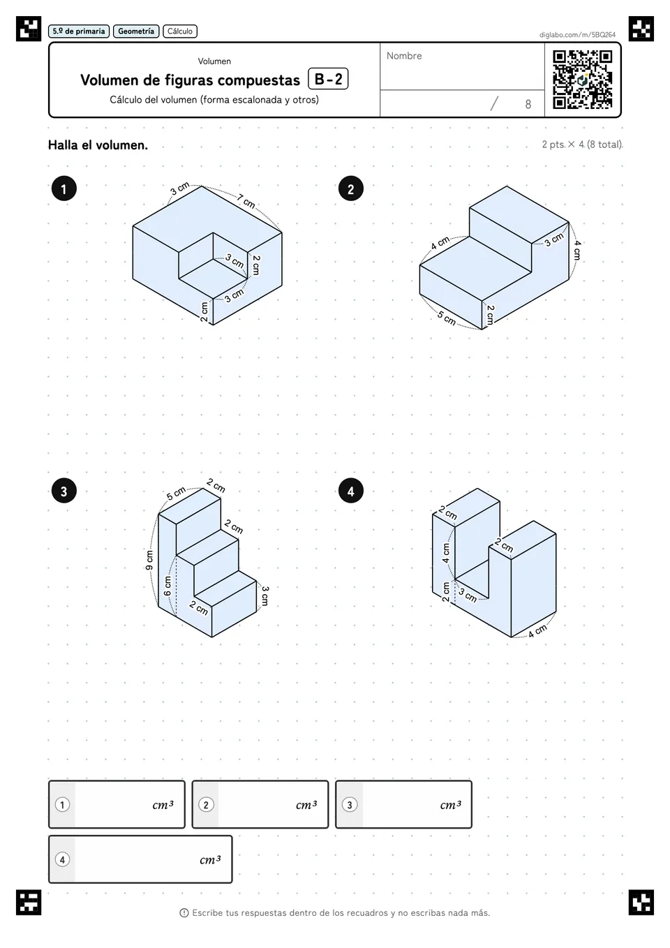 5.º de primaria Volumen Volumen de figuras compuestas