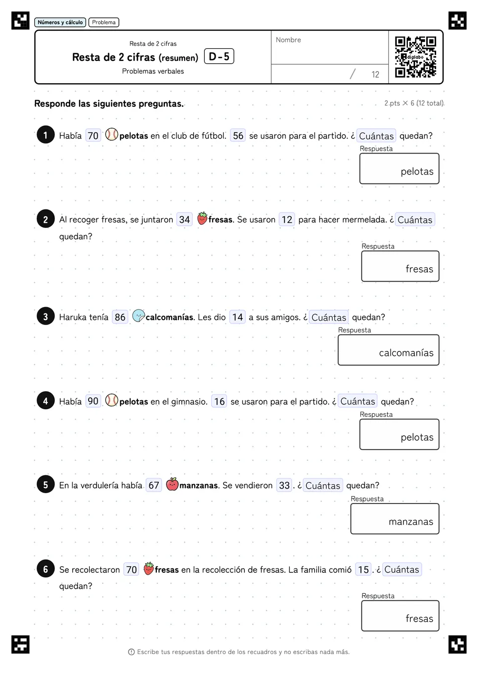 Resta de 2 cifras (resumen) D-5