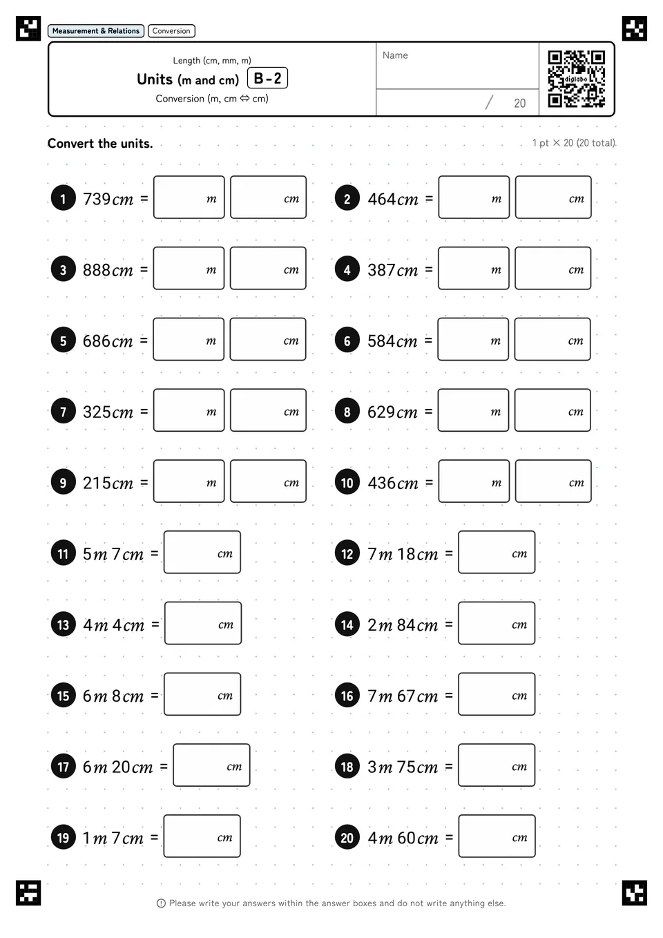 Units (m and cm) B-2