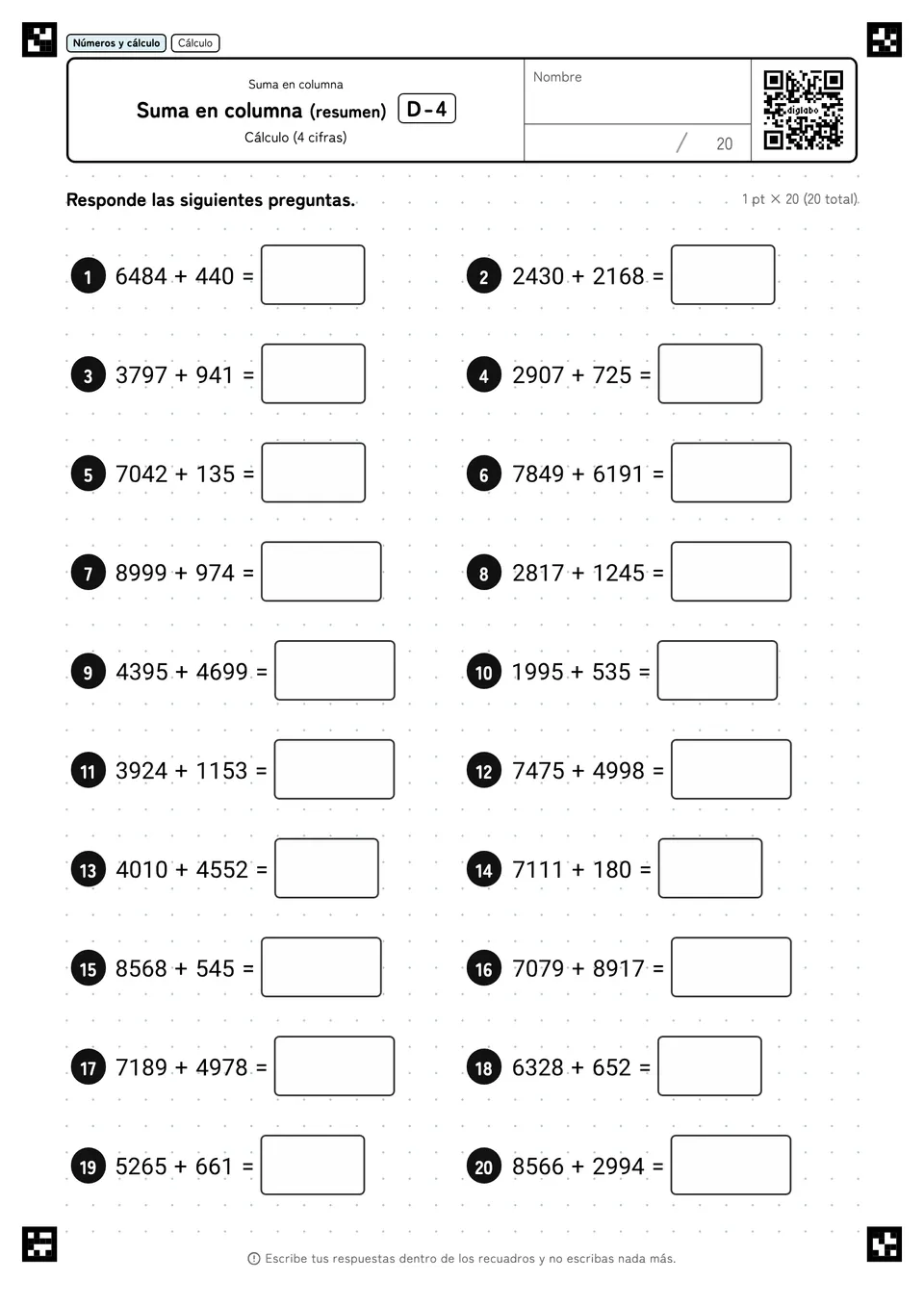 Suma en columna (resumen) D-4