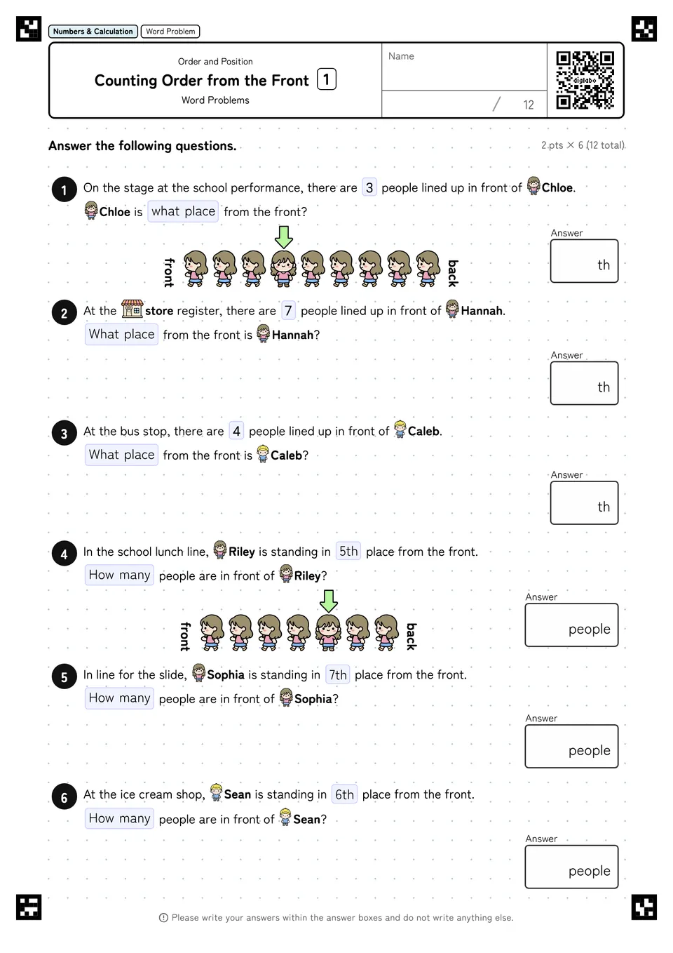 Counting Order from the Front 1