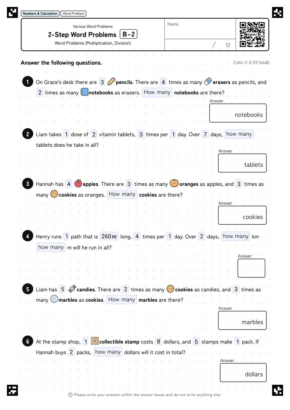 2-Step Word Problems B-2
